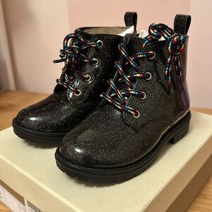 Tucker + Tate Combat Boot Black Sparkle Toddler